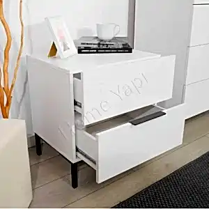 Şifonyer 2 Çekmeceli Beyaz Yatak Odası Bebek Odası resim 1