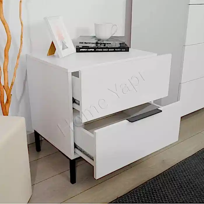 Şifonyer 2 Çekmeceli Beyaz Yatak Odası Bebek Odası