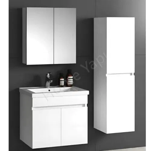 Banyo Dolabı 60 cm Beyaz Full Mdf Lavabo Dahil