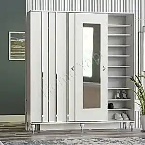 Sürgü Kapak Aynalı Vestiyer Portmanto resim 2