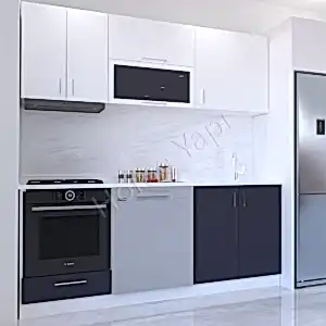 Mutfak Dolabı 200 cm Hazır Antrasit Tezgah Dahil resim 2