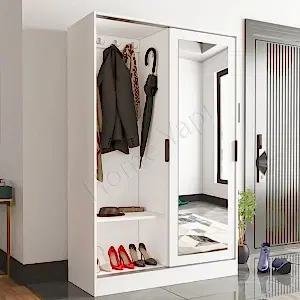 Gardrop 2 Kapaklı Sürgülü Camlı Elbise Dolabı resim 2