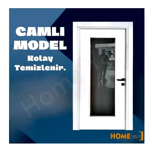 Amerikan Panel Kapı Tam Camlı Aksesuar Dahil