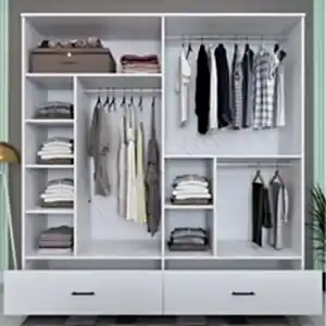 Gardrop 4 Kapaklı 2 Çekmece 180 cm Beyaz resim 2