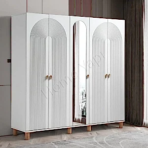 Gardrop 5 Kapaklı Aynalı Membran Elbise Dolabı resim 1
