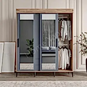 Gardrop 4 Kapaklı Sürgülü Camlı Elbise Dolabı resim 1
