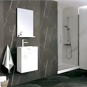 Banyo Dolabı 38 cm Mini Mdf Lavabo Dahil resim 2