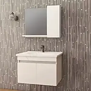 Banyo Dolabı 80 cm Beyaz Full Mdf Tam Camlı resim 1