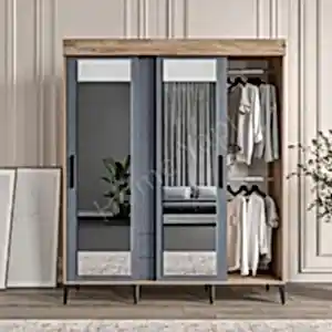 Gardrop 4 Kapaklı Sürgülü Camlı Elbise Dolabı resim 2