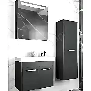 Banyo Dolabı 60 cm Antrasit Asya Lake Full Mdf resim 1