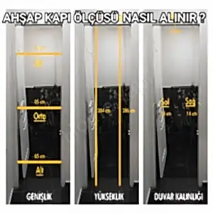 Melamin Kapı 2 Göbekli Yarım Camlı +Aksesuar Dahil resim 2
