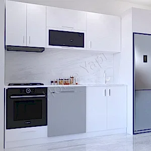 Mutfak Dolabı 200 cm Beyaz Tezgah Dahildir resim 2