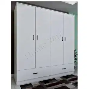Gardrop 4 Kapaklı 2 Çekmece 180 cm Beyaz resim 1