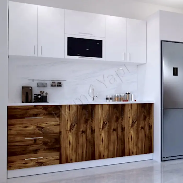 Mutfak Dolabı 200 cm Makinasız Kahve Tezgah Dahil