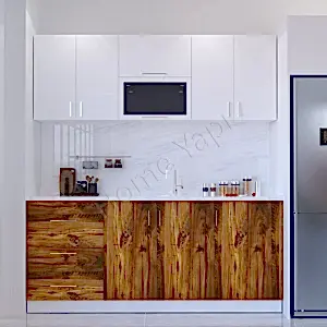 Mutfak Dolabı 200 cm Makinasız Kahve Tezgah Dahil resim 2