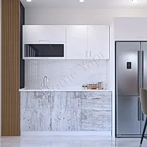 Mutfak Dolabı 180 cm Hazır Karbeyaz Tezgah Dahil resim 1