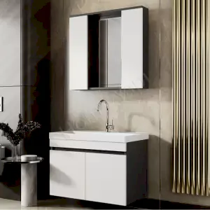Banyo Dolabı 80 cm Karen Arya Beyaz Mdf resim 1