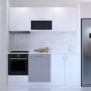Mutfak Dolabı 200 cm Beyaz Tezgah Dahildir resim 1