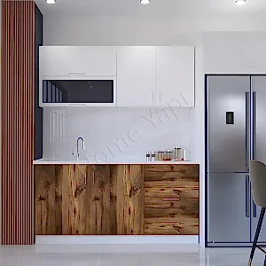 Mutfak Dolabı 180 cm Hazır Kahve Tezgah Dahil resim 1