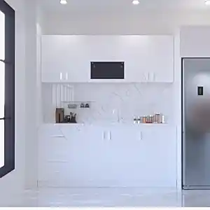 Mutfak Dolabı 200 cm Makinasız Beyaz Tezgah Dahil resim 1