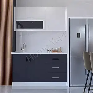 Mutfak Dolabı 150 cm Hazır Antrasit Tezgah Dahil resim 1