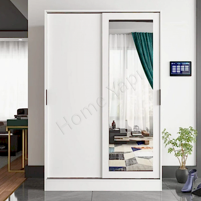 Gardrop 2 Kapaklı Sürgülü Camlı Elbise Dolabı