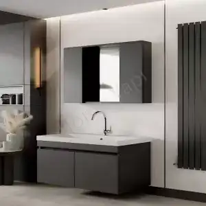 Banyo Dolabı 80 cm Karen Arya Antrasit Mdf resim 1