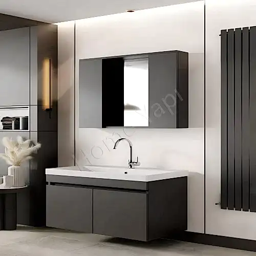 Banyo Dolabı 80 cm Karen Arya Antrasit Mdf