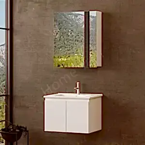 Banyo Dolabı 60 cm Beyaz Asya Lake Full Mdf resim 1