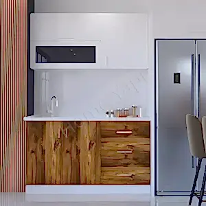 Mutfak Dolabı 150 cm Hazır Kahve Tezgah Dahil resim 1