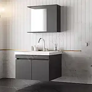 Banyo Dolabı 80 cm Alvit Antrasit Full Mdf resim 1