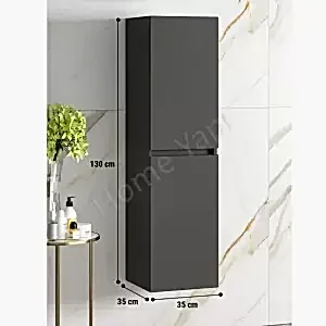 Banyo Boy Dolabı Antrasit Kulpsuz 35 cm Full Mdf resim 3