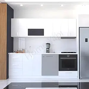 Mutfak Dolabı 250 cm Full Mdf Beyaz Tezgah Dahil resim 1