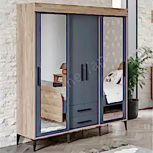 Gardrop 4 Kapaklı Sürgülü Camlı Elbise Dolabı resim 3