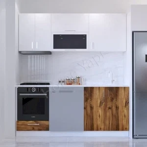 Mutfak Dolabı 200 cm Kahverengi Tezgah Dahildir resim 1
